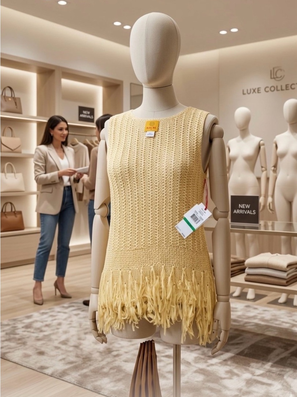 Ruby Rd. Yellow Sleeveless Fringe V-Neck Sweater